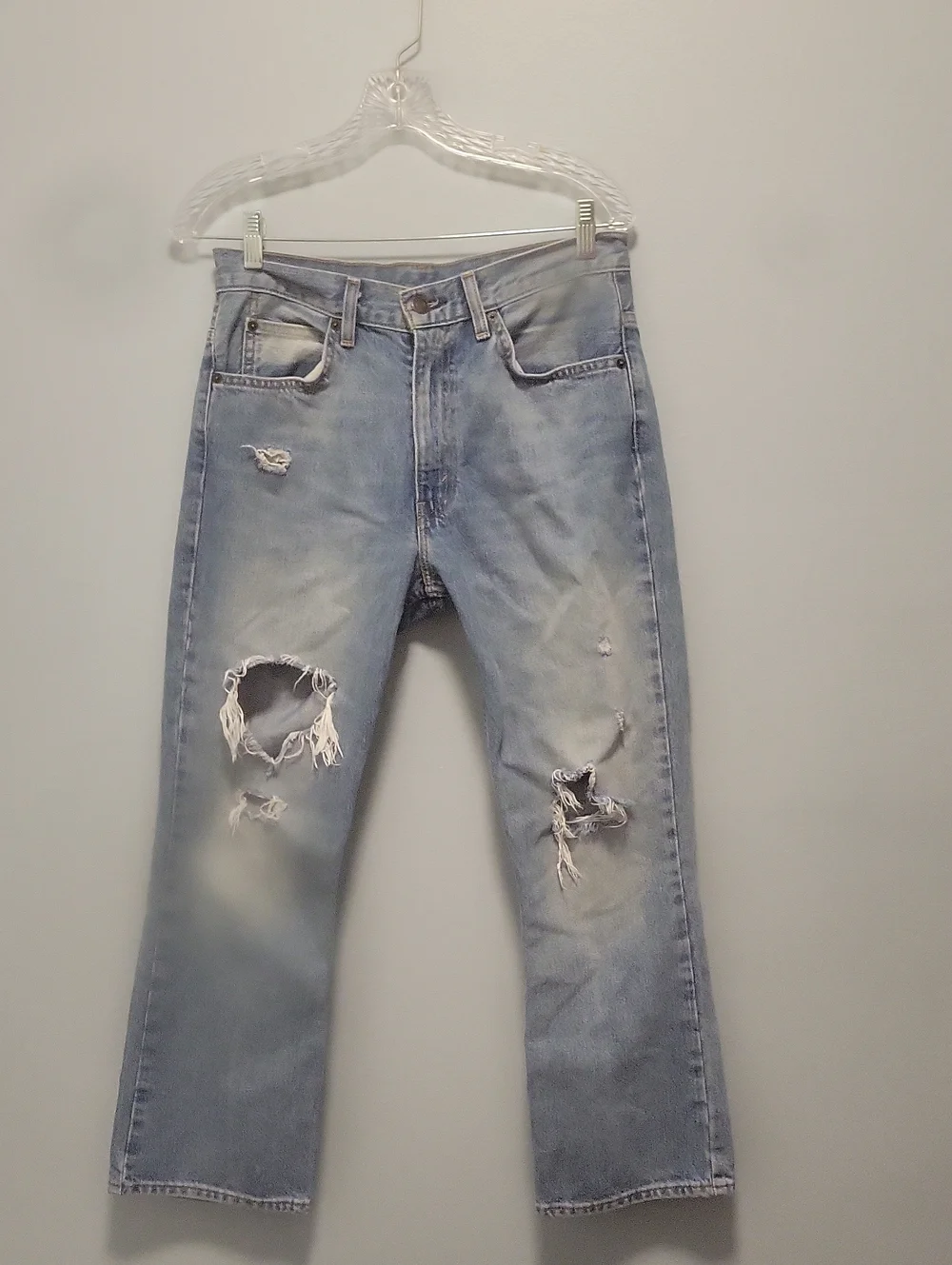 Vintage 517 Levi's Light Blue Distressed Straight Jeans